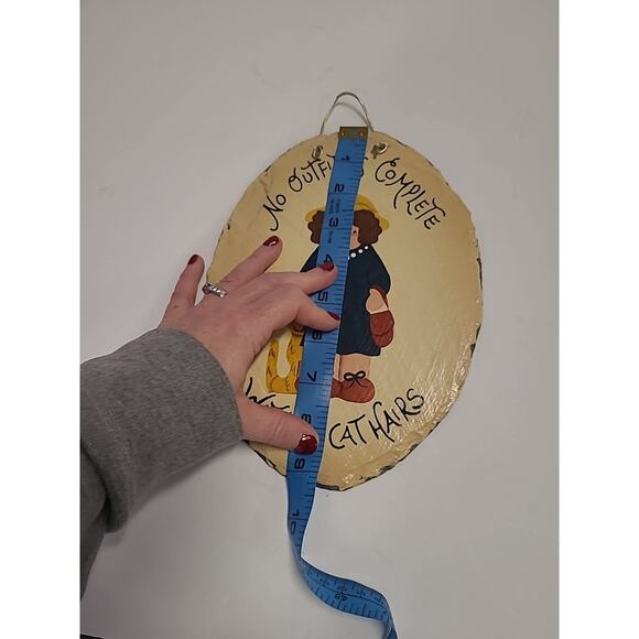 "No Outfit is Complete Without Cat Hairs" Painted Slate Tile Sign 9 x 7 Cat Lady - Picture 6 of 8